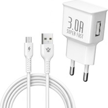 Közen Kzn 3.0A (15W) Hızlı Şarj Adaptörü + USB To Micro Şarj ve Data Kablosu Akıllı Çip Korumalı)