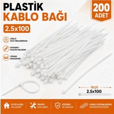 Zimak ZMK-7200 2.5X100 mm Plastik Cırt Kelepçe Kablo Bağı Beyaz Kelepçe (200 Adet)