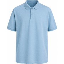 Trender Düz Pike Açık Mavi Erkek Polo Yaka T-Shirt 2127B