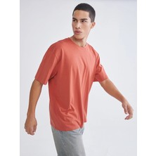 LC Waikiki Xsıde Kahverengi Loose Fit Basic Kalın Tişört