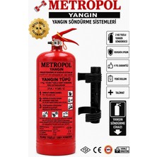 Metropol Yangın 2 kg Tozlu Yangın Söndürücü Tüp Yangın Söndürücü Tüp Askısı + Levha Hediyeli