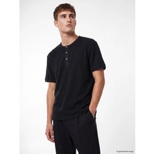 LC Waikiki Lcw Vision Siyah Henley Yaka Regular Fit Erkek Tişört