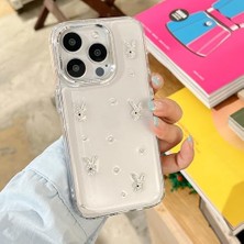 iPhone 14 Pro ile Uyumlu Şeffaf Kılıf – Taşlı Tavşan Bunny Figürlü, Darbe Emici Tpu, Kamera Korumalı, Hafif Tasarım