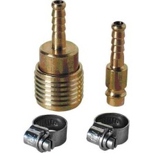 Maxi Trendy Orijinal  Hortum Bağlantı Seti, 4 Parça 6 mm (Kompresör Aksesuarı, 4 Parçalı Set, 1x Tek Elle Hızlı Bağlantı Parçası, 2x Hortum Kelepçesi Dahil) - 4139500