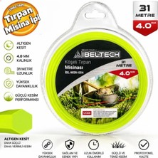 Ibeltech İBL-MSN-004 Misina 4.00 mm x 31 Metre Altıgen Dayanıklı Yeşil Misina Tırpan Çim Ot Biçme Misinası
