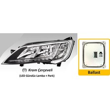 Universal Far Motorlu Sağ Fıat Ducato Maxı /peugeot Boxer / Cıtroen Jumper ( 2014› ) LED (Ballast Dahil)Krom Çerçevely