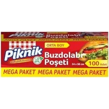 Maxi Trendy Piknik Gıda Ambalaj Buzdolabı Poşeti Orta-Mega 100'LÜ 1536