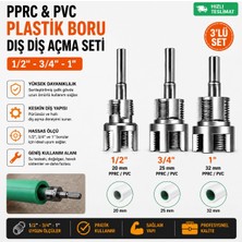 Trendhane Pprc & Pvc Plastik Boru Dış Diş Açma Seti – 3'lü Profesyonel Set (1/2" – 3/4" – 1")