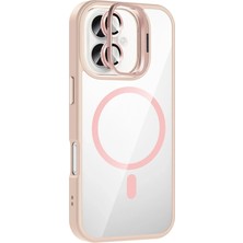 İlk El Grup    iPhone 16 Plus Remim Lensli Magsafe Standlı Kapak - Pembe