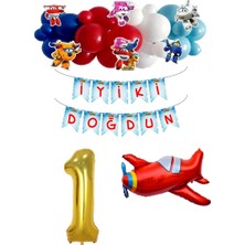 Lotus Party 1 Yaş Harik Kanatlar Temalı Doğum Günü Seti - Harika Kanatlar Uçak Balon - Harika Kanatlar Banner - Balon