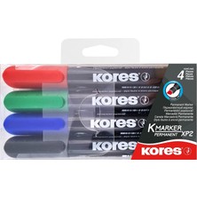 Maxi Trendy Kores Kalıcı Marker Set 3 – 5 mm Konik Baş Kısım, Siyah/mavi/kırmızı/yeşil