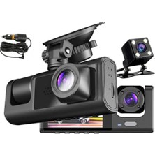 Maxi Trendy H309 Full Hd 1080P Üç Kameralı Araç Içi Kamera Araba Güvenlik Kamerası Gece Görüşü Ön Geri Iç Kayıt Ir LED