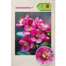 Liva Craft Elmas Mozaik Tablo, 50x40cm Pembe Çiçek Boncuk Yapıştırma Kiti