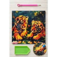 Liva Craft Elmas Mozaik Tablo, 30x30cm İki Yavru Kaplan Boncuk Yapıştırma Kiti