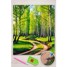 Liva Craft Elmas Mozaik Tablo, 50x40cm Yeşil Orman Boncuk Yapıştırma Kiti