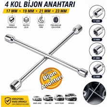 Zimak Istavroz Tip 4'lü Bijon Anahtarı 17-19-21-23 mm Bijon Anahtarı