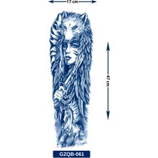 BP Tattoo 24 Saatte Kararan Kurt ve Savaşçı Kadın Temalı Yarı Kalıcı Kol Dövmesi