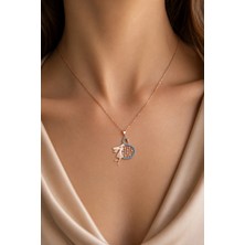 Argentum Concept 925 Ayar Gümüş Rose Kuğulu Arp Çalan Melek Kolye - N099501