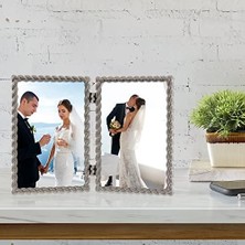 Maxi Trendy 4x6 Menteşeli Çift Fırçalı Nikel Metal Resim Çerçevesi Halat Tasarımlı