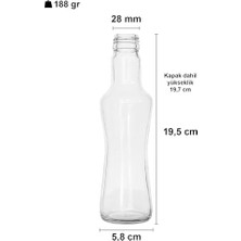 Afracam 250 ml Şeffaf Ince Belli Kapaklı Cam Şişe 250 cc Meşrubat Şişesi 6 Adet (Beyaz Kapak)