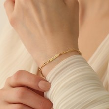 Nox Jewelry 14 Ayar Altın Mikron Kaplama Kişiye Özel İsim Yazılı Ataç Zincir Bileklik – Minimal ve Modern Tasarım CB00122