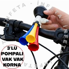 İnfeta 1 Adet 3 Başlı Vak Vak Bisiklet Kornası Havalı Pompalı Yüksek Ses Vak Vak Bisiklet Scooter Korna Plastik
