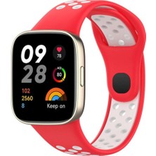 Marsilyan™- Xiaomi Redmi Watch 3 Spor Delikli Kordon (Saat Değildir) - Kırmızı-Beyaz
