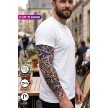 BP Tattoo 1 Ay Kalıcı Kol Kaplama Lotus Çiçeği ve Uzakdoğu Yazılı Bulut Geçici Dövme