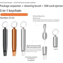 Maxi Trendy 3'ü 1 Arada Anahtarlık Seti – Sım Kart Iğnesi, Telefon Temizleme Fırçası ve Mini Açma Aparatı – Gümüş Otgbr