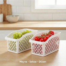Maxi Trendy Smartizi 3'lü Organizer Seti - Midi Boy (Orta Boy) Beyaz Buzdolabı ve Mutfak Düzenleyici (16 x 29 x 17 Cm)
