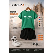 Overmax Milano Baskılı Çocuk Takım – Tişört & Şort 2’li Kombin | 1-12 Yaş Trend Yazlık Takım