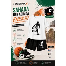 Overmax Top Süren Adam Baskılı Çocuk Takım – Tişört & Şort 2’li Kombin | 1-12 Yaş Trend Yazlık Takım
