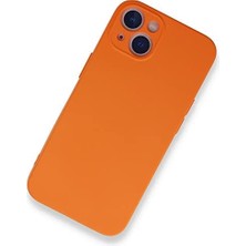 Maxi Trendy & Aksesuar iPhone 13/14 ile Uyumlu Içi Kadife Dışı Mat Yapıya Sahip Kamera Korumalı Lansman Silikon Kılıf (Turuncu)