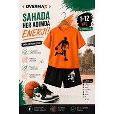 Overmax Top Süren Adam Baskılı Çocuk Takım – Tişört & Şort 2’li Kombin | 1-12 Yaş Trend Yazlık Takım