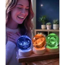 Wolawood Özel Üretim 3'lü Kristal Cam Küre Rgb LED Renk Değiştiren USB Gece Lambası Premium Koleksiyon Serisi (3) Üç Adet Hediyelik Takım