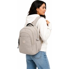 Bevitton Suya Dayanıklı Kumaş Günlük Sırt Çantası Unisex Okul Çantası 1650 Bej