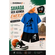 Overmax Top Süren Adam Baskılı Çocuk Takım – Tişört & Şort 2’li Kombin | 1-12 Yaş Trend Yazlık Takım