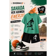 Overmax Top Süren Adam Baskılı Çocuk Takım – Tişört & Şort 2’li Kombin | 1-12 Yaş Trend Yazlık Takım