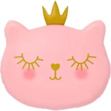 Lotus Party Pembe Kedi Folyo Balon - Taçlı Siyah Kedi Folyo Balon