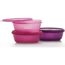 Tupperware 3'lü Şekerpare Saklama Kabı Seti * Pembe