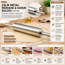 EkoAlışverişDünyam Çelik Metal Merdane - Hamur Rulosu 40CM (5510)
