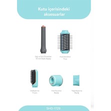 EkoAlışverişDünyam Mavi Air Brush 5in1=bukle-Hacimle-Düzleştir-2-Fırça Saç Kurutma - Şekil Makinesi 1300W 3-Kdm.hız Sıcaklık SHD-1729 (5510)