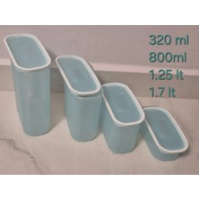 Tupperware Su Oval Set 4'lü Mavi Kuru Gıda Saklama Kabı