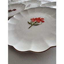 Yeni Nesil Evim 6'lı Kabartmalı Çiçek Manzarası Porselen Pasta Tabağı Seti