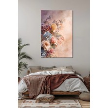 Çiçek Buketi Baskılı Cam Tablo – Pastel Tonlu Floral Duvar Dekoru