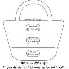 Double Knot Design Kişiselleştirilebilir 3 Renkli Plaj Çantası-Kol Çantası-Pazar Çantası-Hediyelik Çanta