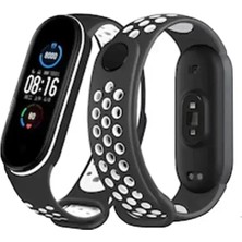 Sh Newface Xiaomi Mi Band 4 Spor Delikli Kordon - Siyah-Beyaz Najmaddin