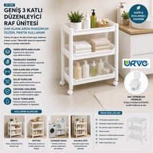 EkoAlışverişDünyam Rafty Geniş 3 Katlı Tekerlekli Sepet Organizer Düzenleyici Raf Ünitesi 352X220X480MM (5510)
