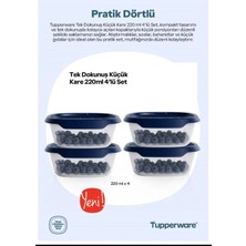 Tupperware Tek Dokunuş Küçük Kare 220 ml 4'lü Set
