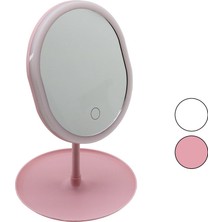 Sepetopia Yuvarlak- Düz Kenar 7 Inç Ledli - USB Şarjlı Makyaj Aynası 90°takılıklı Ayakr.pls 17.5cm